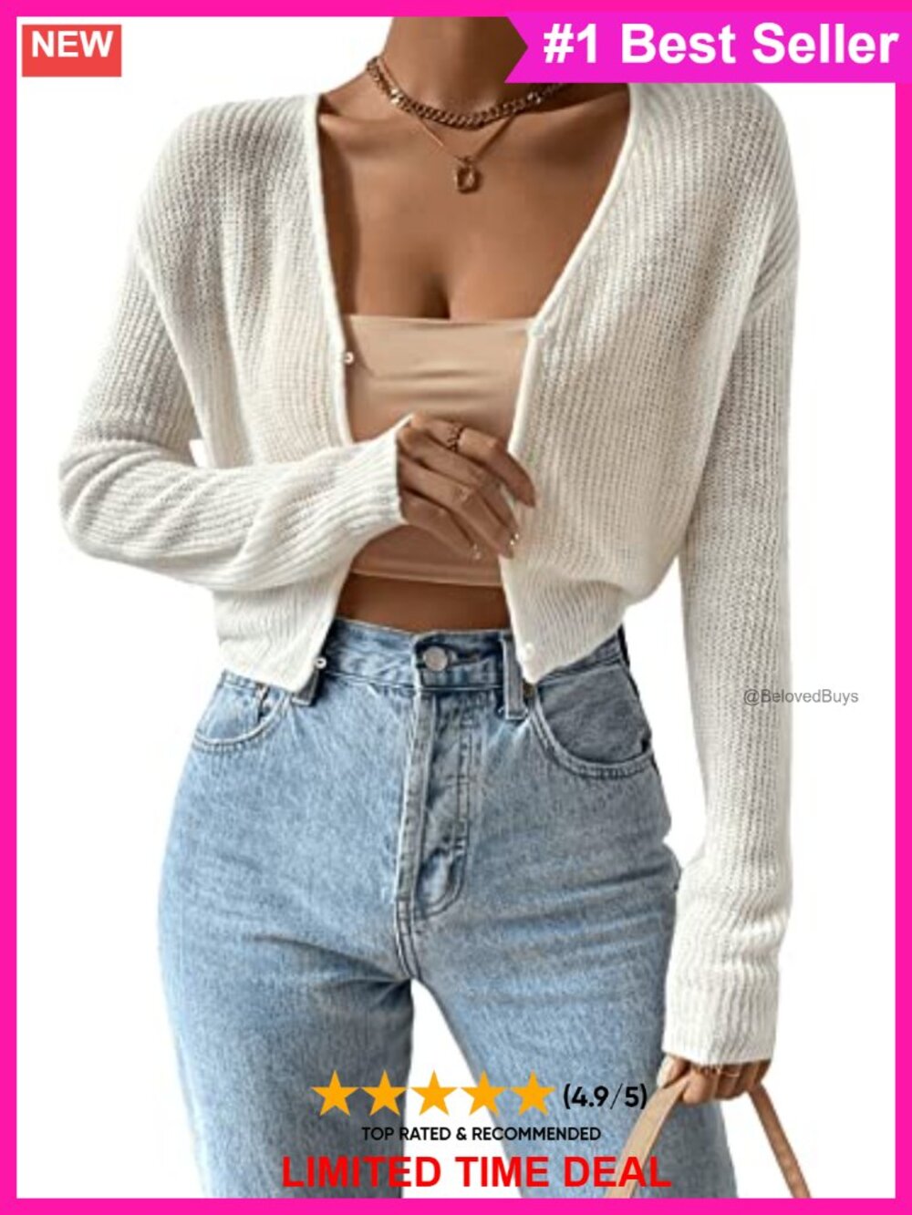 Knit Button Up Cardigan Sweater Long Sleeve Drop Shoulder